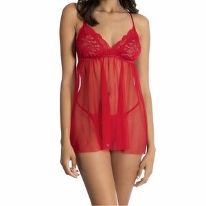 Secret Treasures Red Babydoll Nightgown Chemise Lingerie